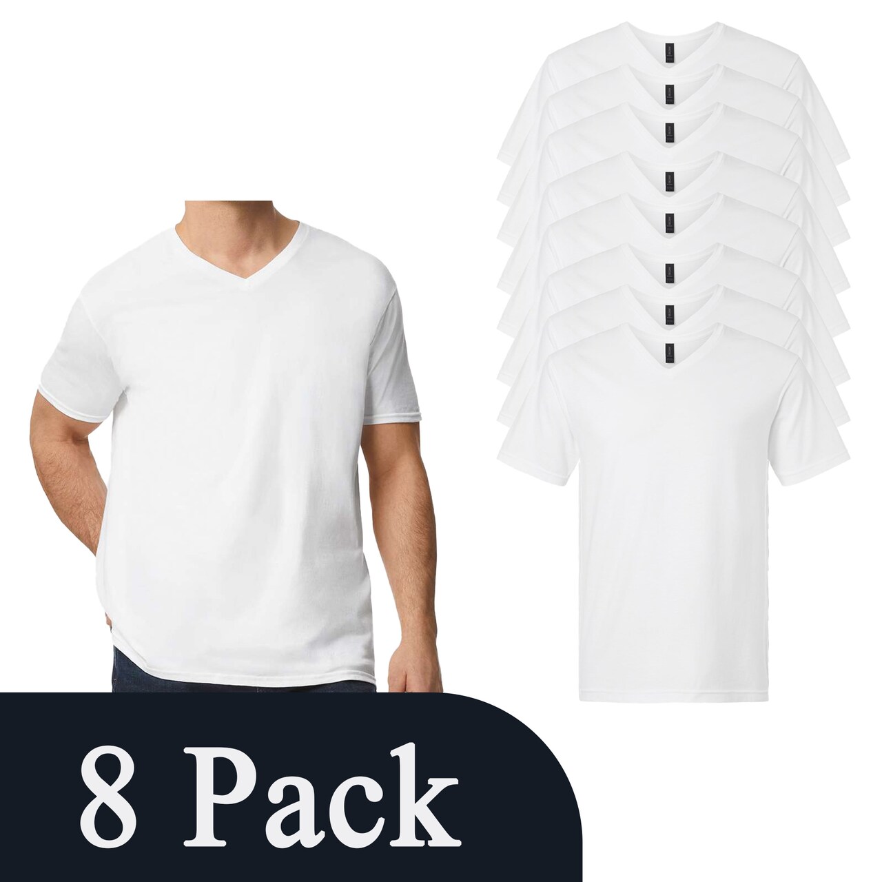 Gildan Softstyle V-Neck White Craft T-Shirt Blank Bundle for Cricut, Fabric Paint & DIY Projects